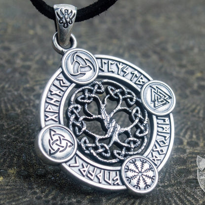 The World Tree 925 Symbols Sterling Pendant - VikingsBrand