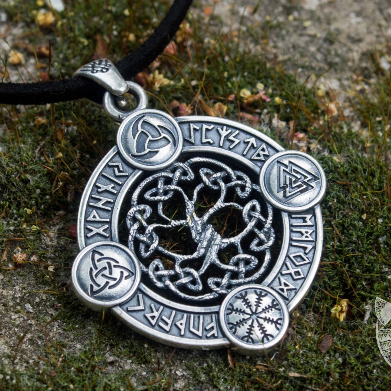 The World Tree 925 Symbols Sterling Pendant - VikingsBrand
