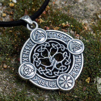 The World Tree 925 Symbols Sterling Pendant - VikingsBrand