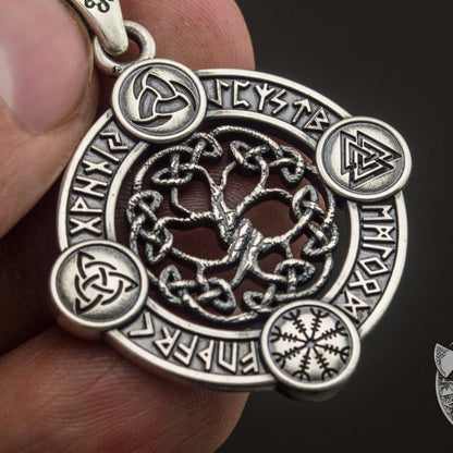 The World Tree 925 Symbols Sterling Pendant - VikingsBrand