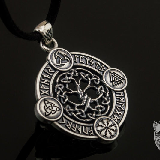The World Tree 925 Symbols Sterling Pendant - VikingsBrand