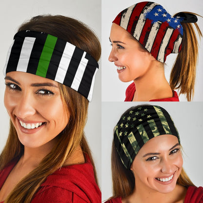 Thin Green Line Neck Gaiter | Face Shield - Green Stripes