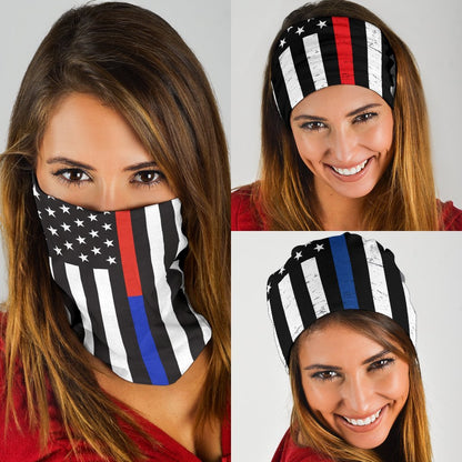 Thin Red and Blue Line Neck Gaiter | Face Shield