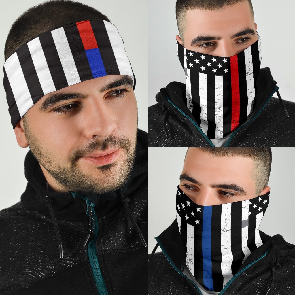 Thin Red and Blue Line Neck Gaiter | Face Shield