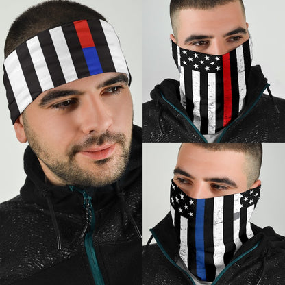 Thin Red and Blue Line Neck Gaiter | Face Shield