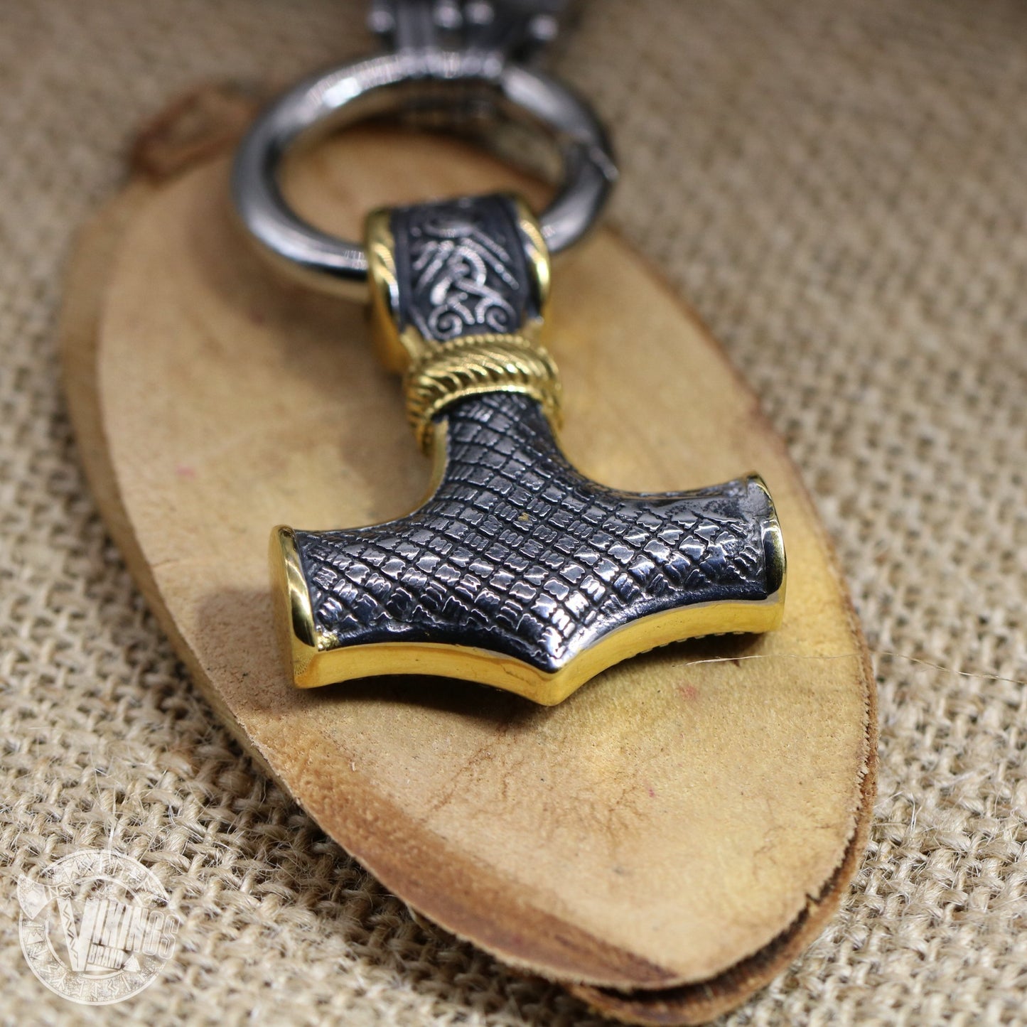Thor Hammer Mixed Gold Surgical Steel Pendant Necklace - VikingsBrand