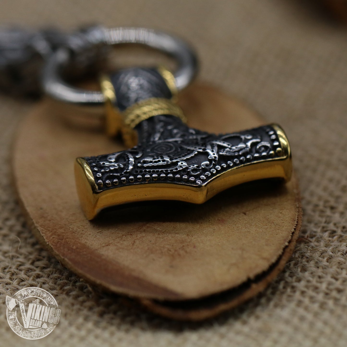 Thor Hammer Mixed Gold Surgical Steel Pendant Necklace - VikingsBrand