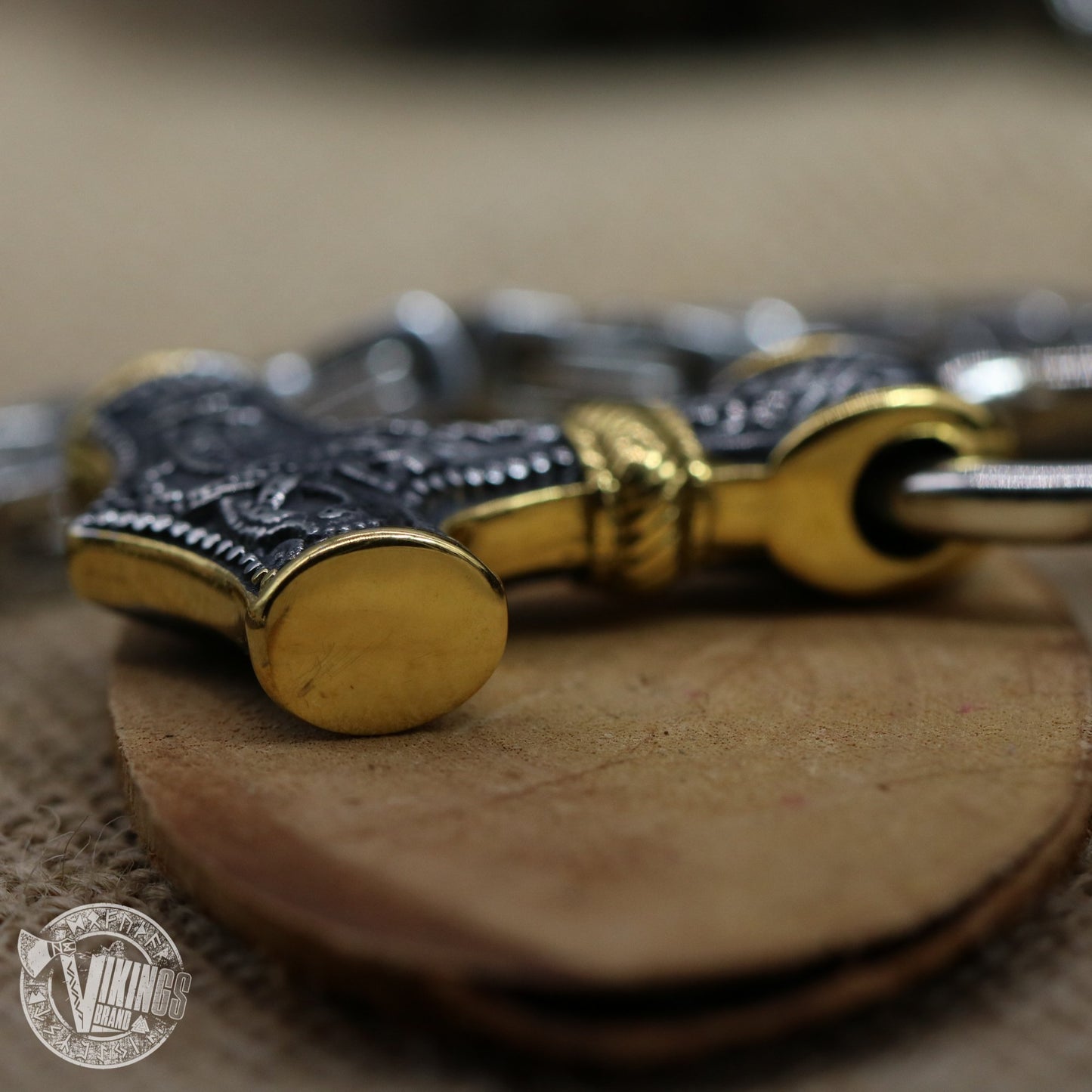Thor Hammer Mixed Gold Surgical Steel Pendant Necklace - VikingsBrand
