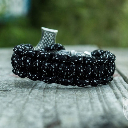Thors Hammer Black Paracord 925 Sterling Silver Bracelet - VikingsBrand