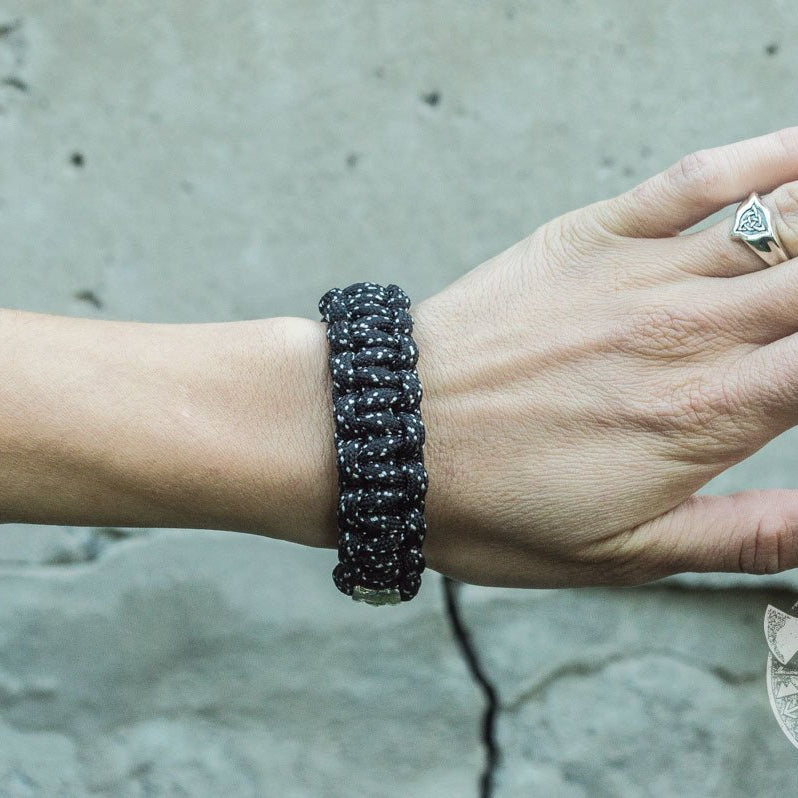 Thors Hammer Black Paracord 925 Sterling Silver Bracelet - VikingsBrand