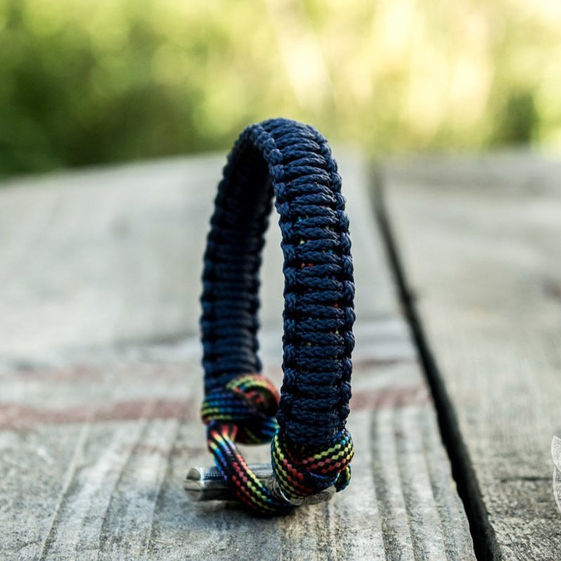 Armband mit Thors Hammer aus 925er Sterlingsilber, Paracord in Blau und Bunt – Ansicht 8