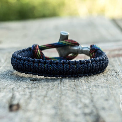 Armband mit Thors Hammer aus 925er Sterlingsilber, Paracord in Blau und Bunt – Ansicht 9