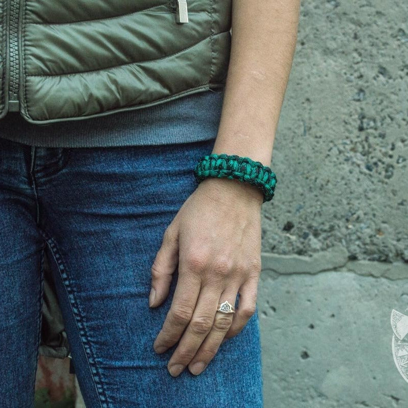 Thors Hammer Green Paracord Bronze Bracelet - VikingsBrand