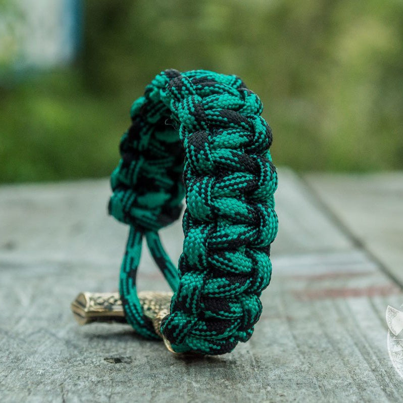 Thors Hammer Green Paracord Bronze Bracelet - VikingsBrand