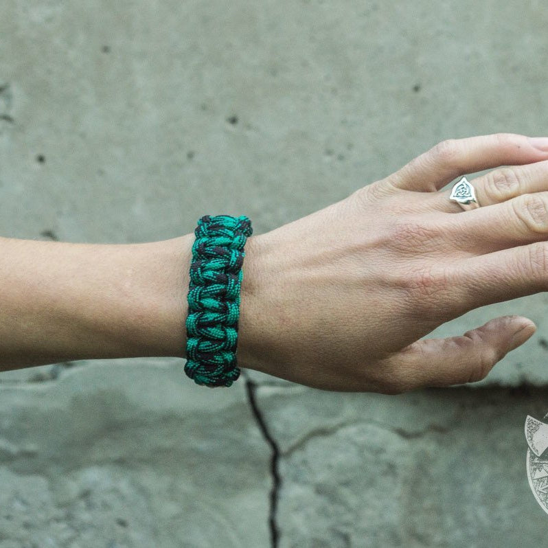 Thors Hammer Green Paracord Bronze Bracelet - VikingsBrand