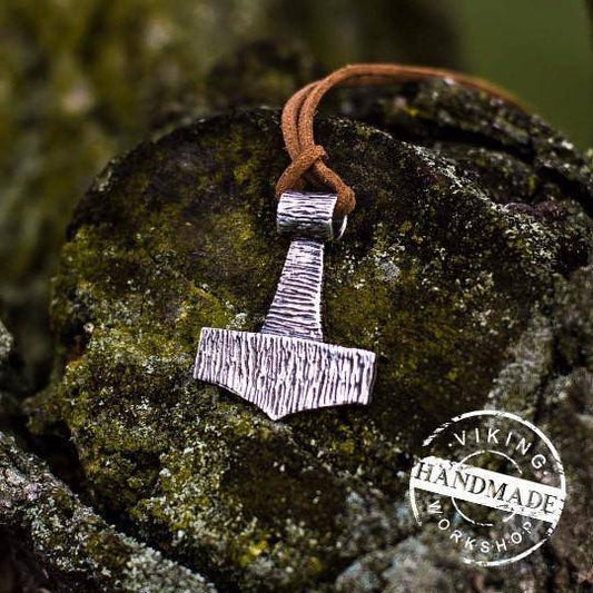 Thor's Hammer Mjolnir Pendant Viking Amulet Bronze Necklace Scandinavian Norse Jewelry (Stylization) - VikingsBrand