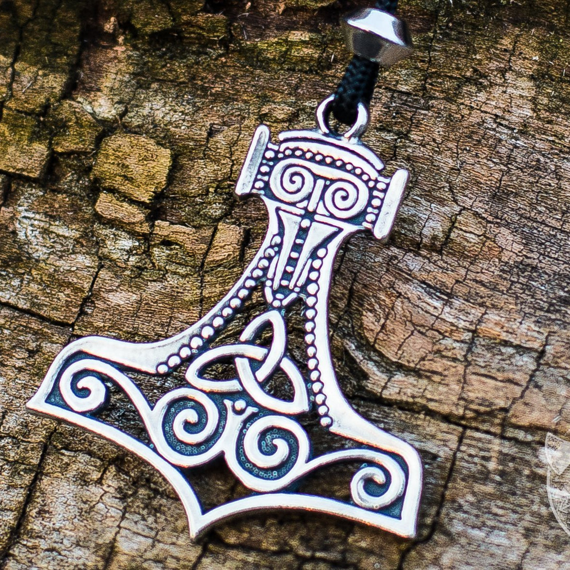 Thor's Hammer Mjolnir With Ornament 925 Sterling Silver Pendant - VikingsBrand