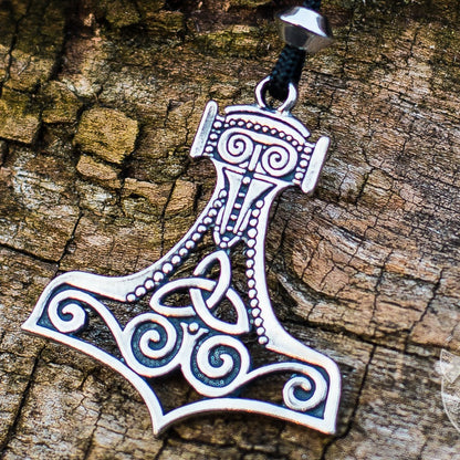 Thor's Hammer Mjolnir With Ornament 925 Sterling Silver Pendant - VikingsBrand