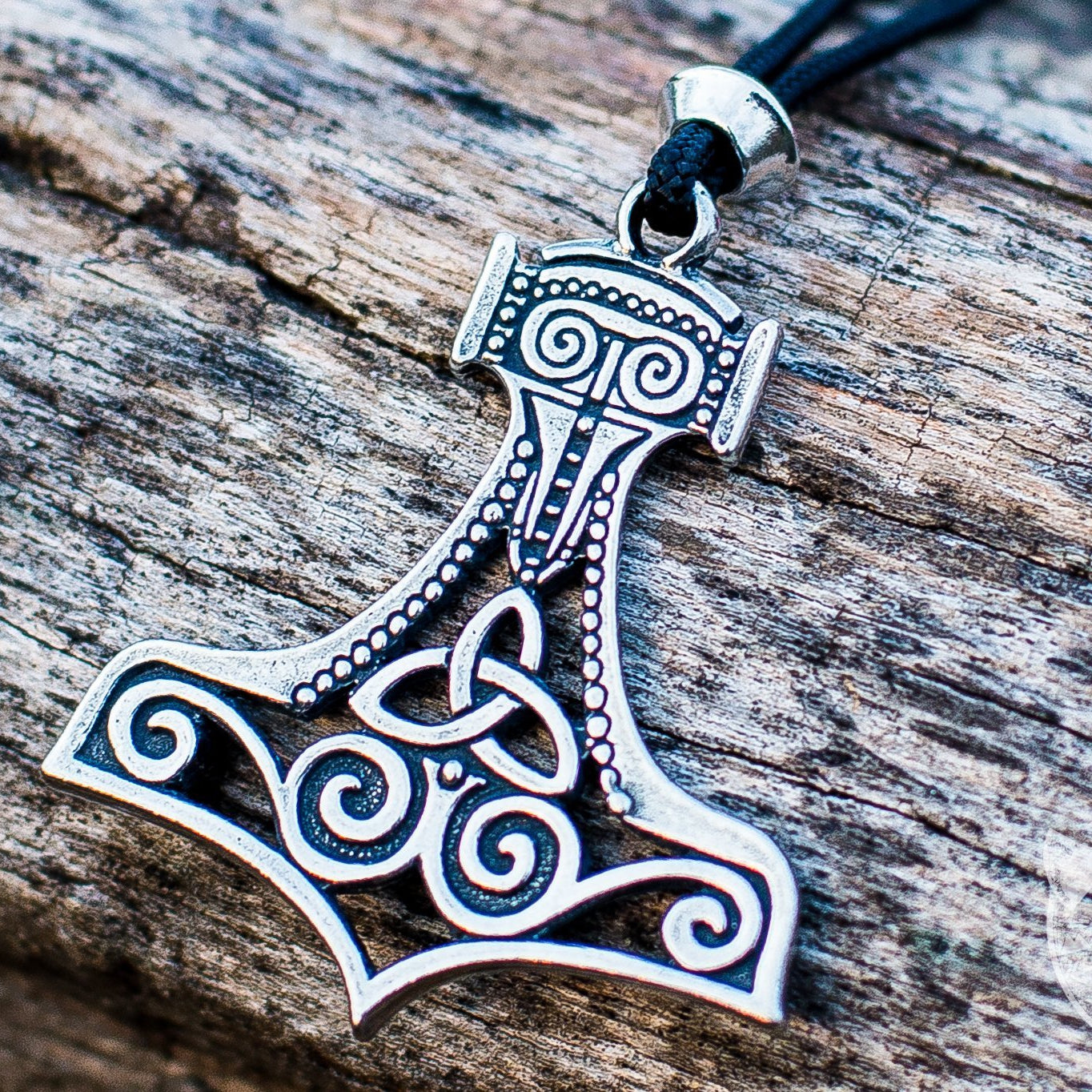 Thor's Hammer Mjolnir With Ornament 925 Sterling Silver Pendant - VikingsBrand