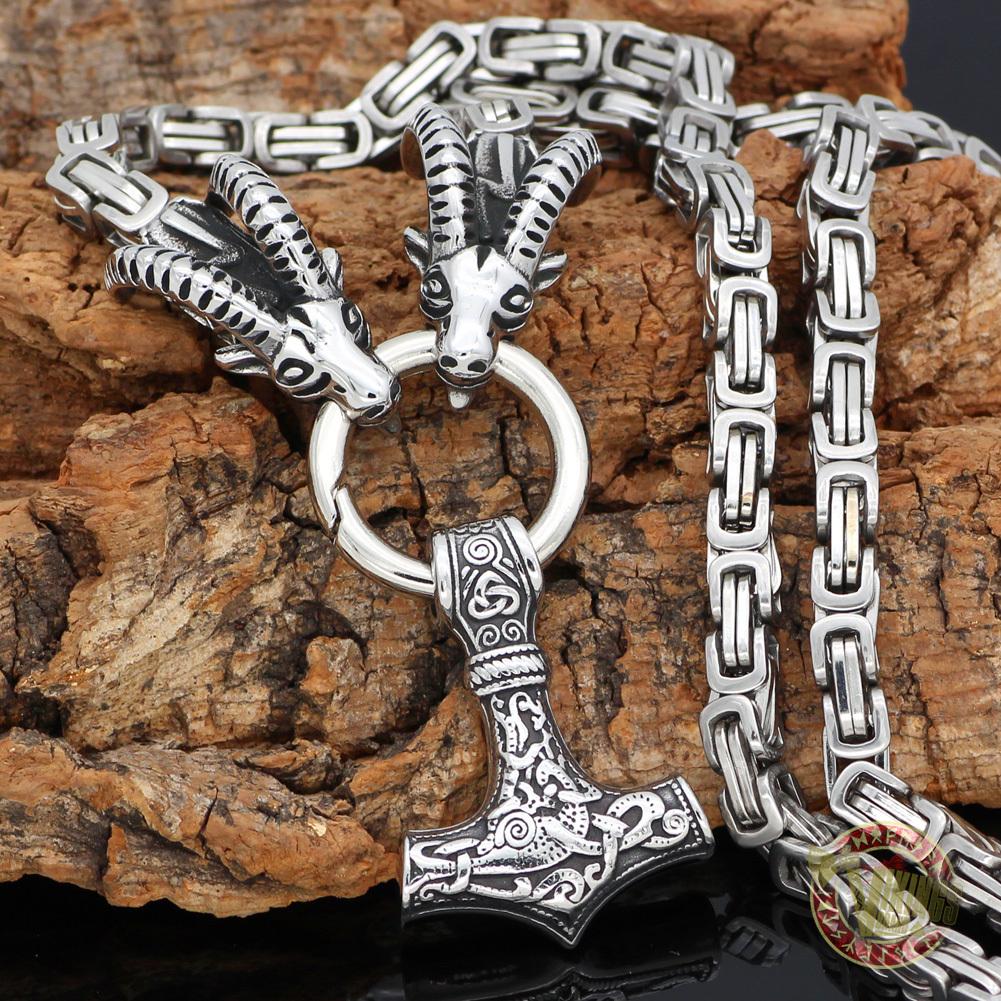 Thor's Hammer Necklaces with Tanngrisnir and Tanngnjóstr - VikingsBrand