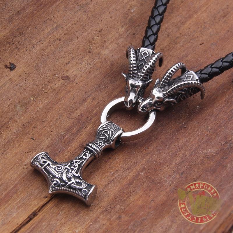 Thor's Hammer Necklaces with Tanngrisnir and Tanngnjóstr - VikingsBrand