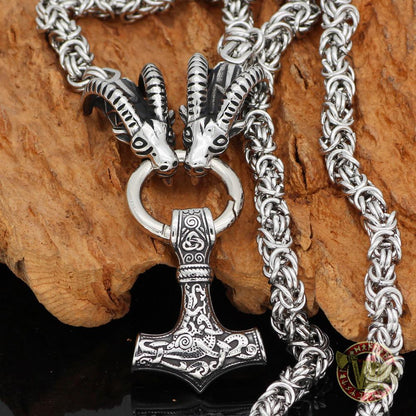 Thor's Hammer Necklaces with Tanngrisnir and Tanngnjóstr - VikingsBrand