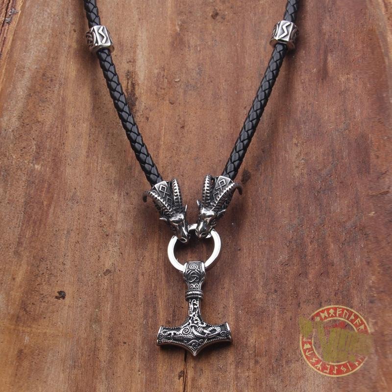 Thor's Hammer Necklaces with Tanngrisnir and Tanngnjóstr - VikingsBrand