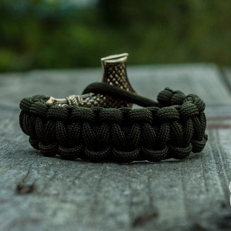 Thors Hammer Olive Paracord Bronze Bracelet - VikingsBrand