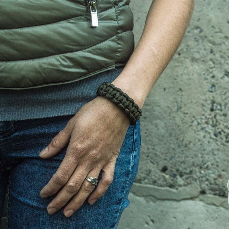 Thors Hammer Olive Paracord Bronze Bracelet - VikingsBrand
