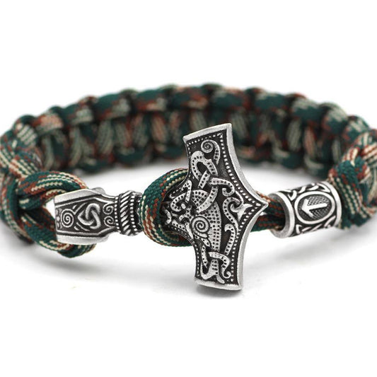 Thor's Hammer Paracord Bracelet With Rune - VikingsBrand