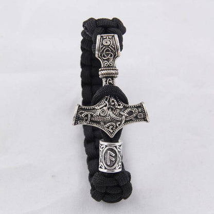 Thor's Hammer Paracord Bracelet With Rune - (SKU: 126) - VikingsBrand
