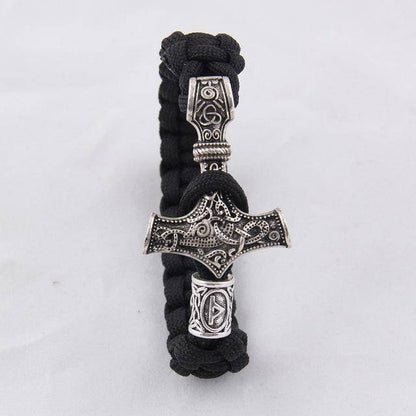 Thor's Hammer Paracord Bracelet With Rune - (SKU: 126) - VikingsBrand
