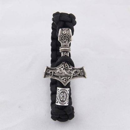 Thor's Hammer Paracord Bracelet With Rune - (SKU: 126) - VikingsBrand