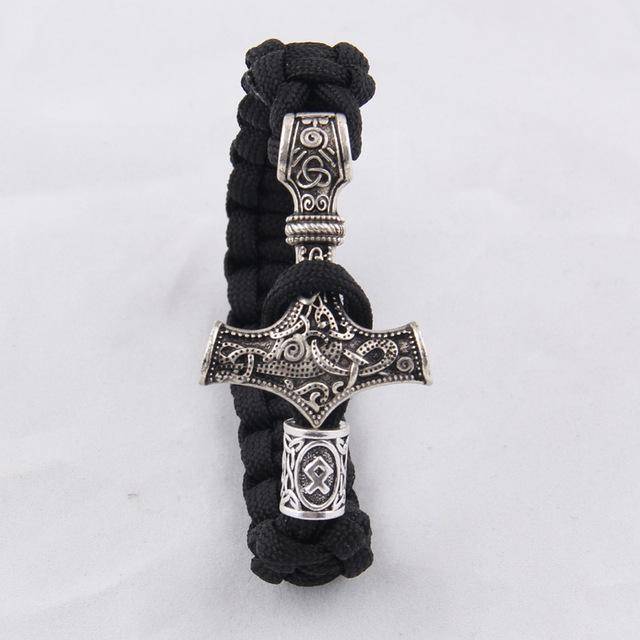 Thor's Hammer Paracord Bracelet With Rune - (SKU: 126) - VikingsBrand