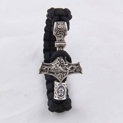 Thor's Hammer Paracord Bracelet With Rune - (SKU: 126) - VikingsBrand