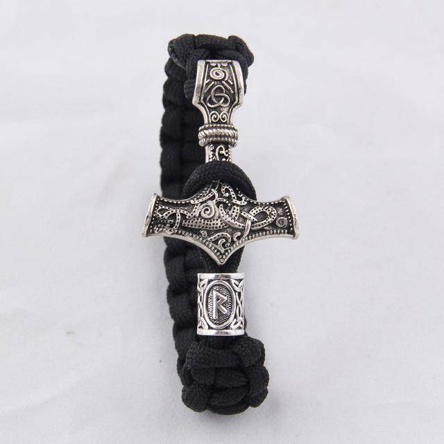 Thor's Hammer Paracord Bracelet With Rune - (SKU: 126) - VikingsBrand