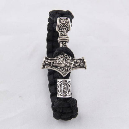 Thor's Hammer Paracord Bracelet With Rune - (SKU: 126) - VikingsBrand