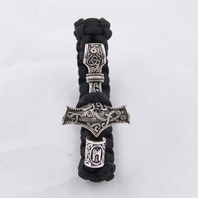 Thor's Hammer Paracord Bracelet With Rune - (SKU: 126) - VikingsBrand
