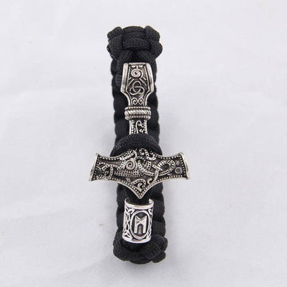 Thor's Hammer Paracord Bracelet With Rune - (SKU: 126) - VikingsBrand