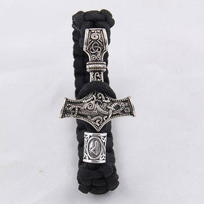 Thor's Hammer Paracord Bracelet With Rune - (SKU: 126) - VikingsBrand