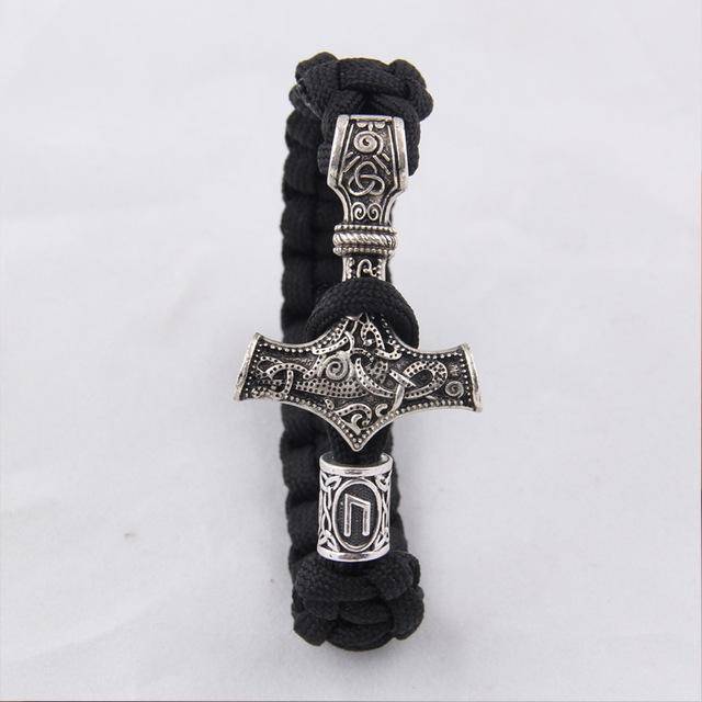 Thor's Hammer Paracord Bracelet With Rune - (SKU: 126) - VikingsBrand