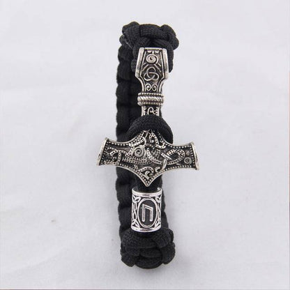 Thor's Hammer Paracord Bracelet With Rune - (SKU: 126) - VikingsBrand