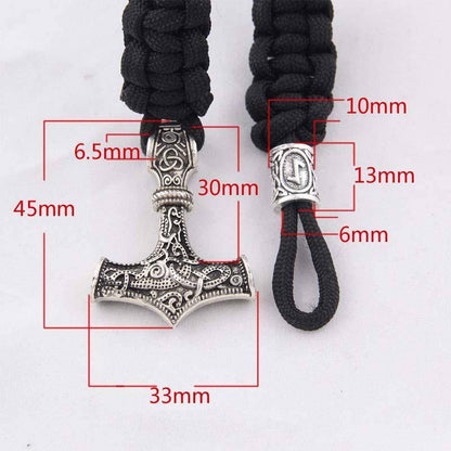 Thor's Hammer Paracord Bracelet With Rune - (SKU: 126) - VikingsBrand