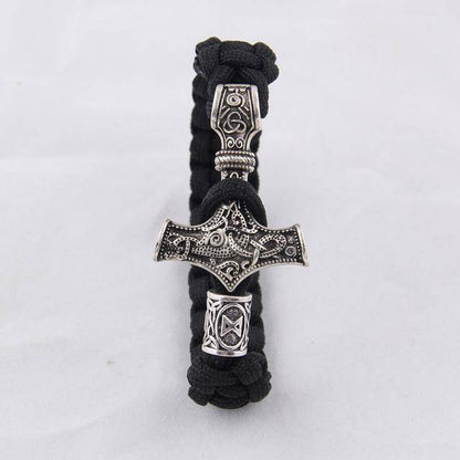 Thor's Hammer Paracord Bracelet With Rune - (SKU: 126) - VikingsBrand