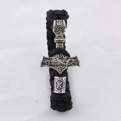 Thor's Hammer Paracord Bracelet With Rune - (SKU: 126) - VikingsBrand