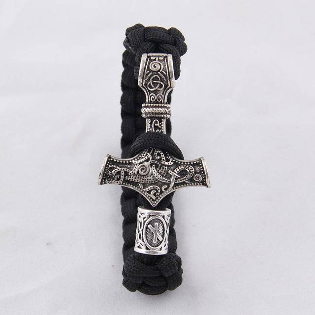 Thor's Hammer Paracord Bracelet With Rune - (SKU: 126) - VikingsBrand