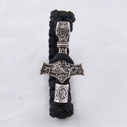 Thor's Hammer Paracord Bracelet With Rune - (SKU: 126) - VikingsBrand