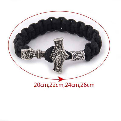 Thor's Hammer Paracord Bracelet With Rune - (SKU: 126) - VikingsBrand