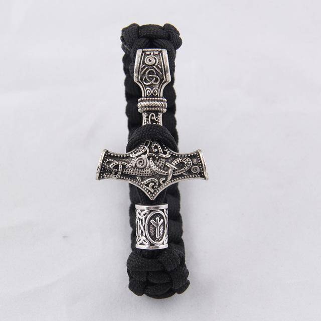 Thor's Hammer Paracord Bracelet With Rune - (SKU: 126) - VikingsBrand