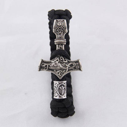 Thor's Hammer Paracord Bracelet With Rune - (SKU: 126) - VikingsBrand
